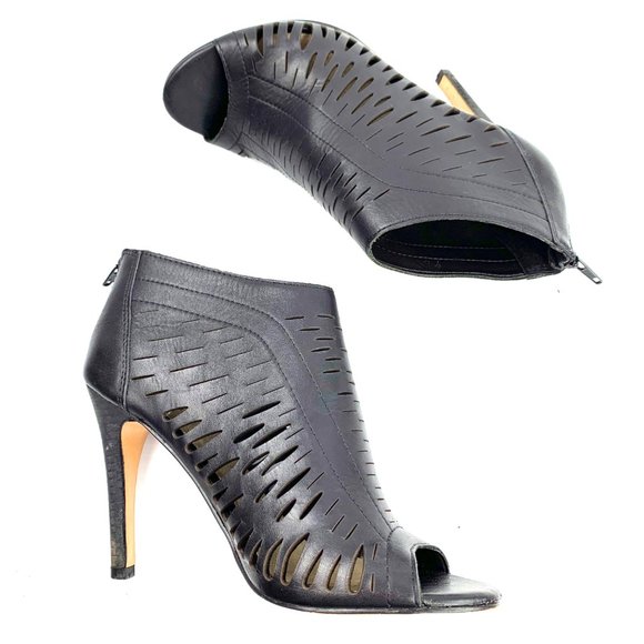 ALDO Dwaima‎ Black Leather Peep Toe Stiletto Booties - Picture 7 of 11